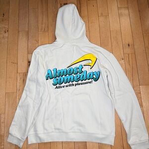 Almost Someday Alive with pleasure! Zip Up Hoodie Cream Men's XL